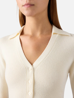 Off white Aelis Wollstrick-Body mit Polokragen 