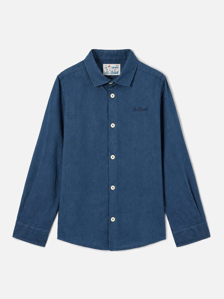 Navy blue blue Agnes shirt in linen