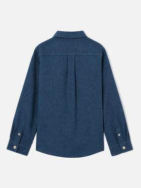 Camicia Agnes in lino blu navy