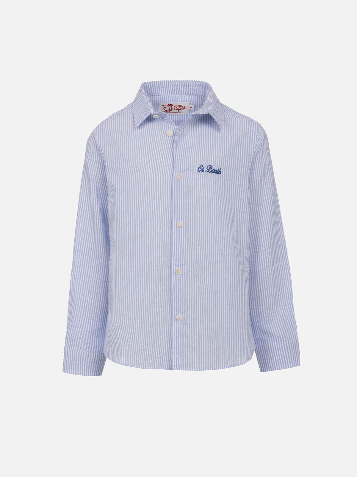 Kid striped seersucker cotton shirt Agnes - MC2 Saint Barth
