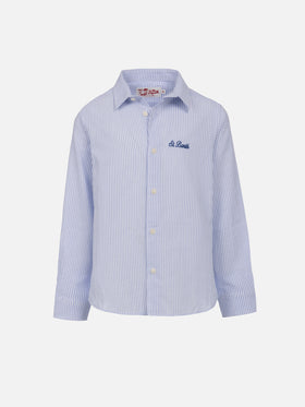 Kid striped seersucker cotton shirt Agnes - MC2 Saint Barth