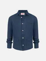 Agnes navy blue linen shirt