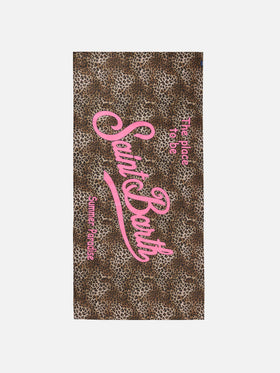 Telo mare Aidan con stampa leopardata e logo