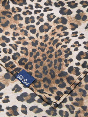 Telo mare Aidan con stampa leopardata e logo