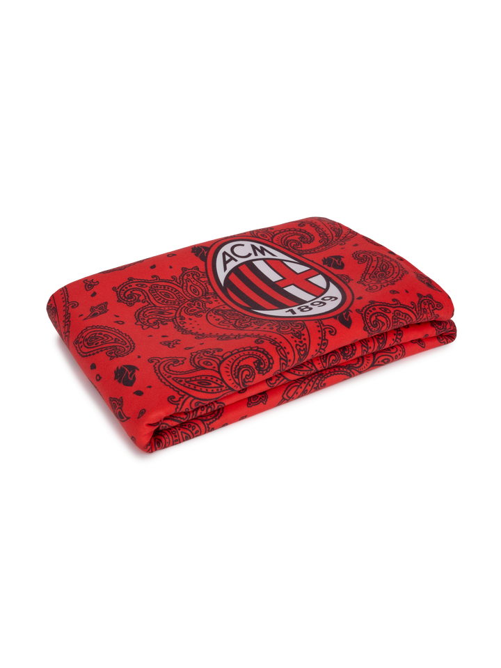 Microfiber striped beach towel Aidan with Milan print | AC MILAN SPECIAL EDITION - MC2 Saint Barth
