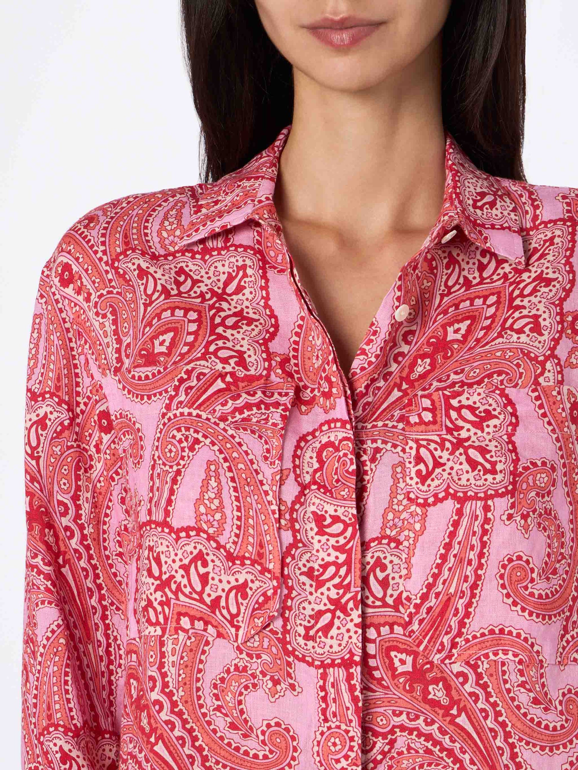Woman linen shirt Alodie with paisley print and pockets - MC2 Saint Barth