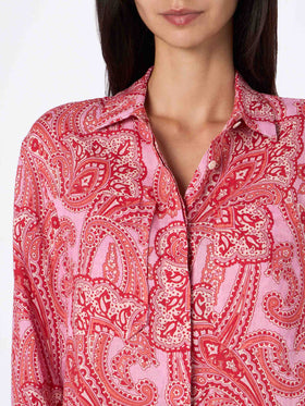 Woman linen shirt Alodie with paisley print and pockets - MC2 Saint Barth