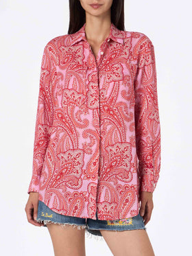 Woman linen shirt Alodie with paisley print and pockets - MC2 Saint Barth