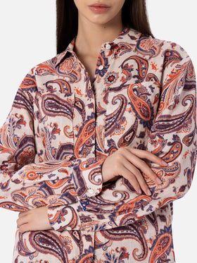 Woman linen shirt Alodie with paisley print and pockets - MC2 Saint Barth