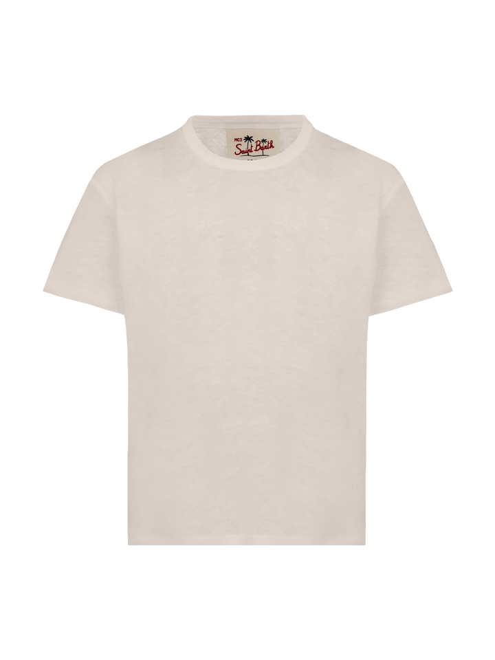 T-shirt Alex in jersey lino bianco panna