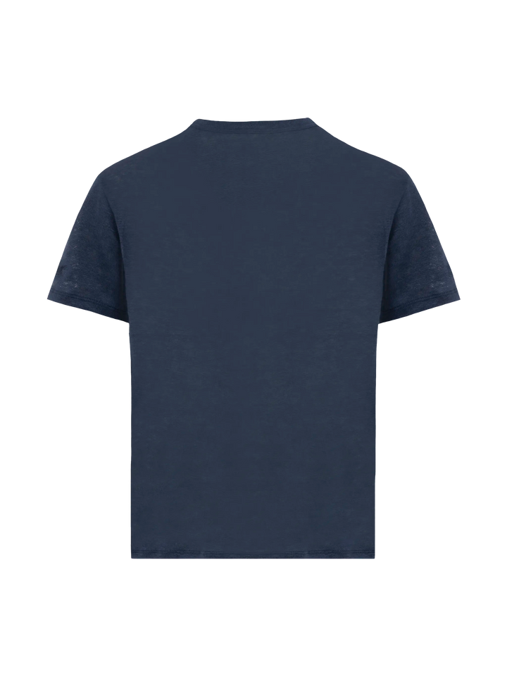 T-shirt Alex in jersey lino bianco blu navy