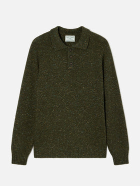 Polo de punto Donegal Alfie en mezcla de lana verde militar 