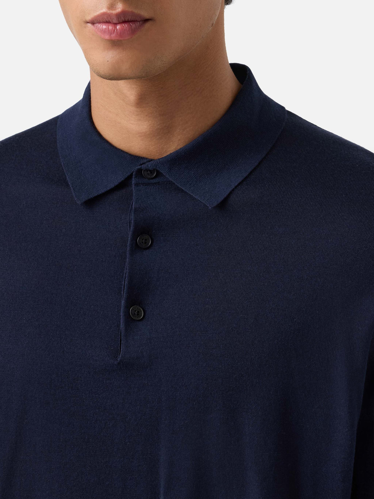 Navy blue Alfie merino wool knit polo