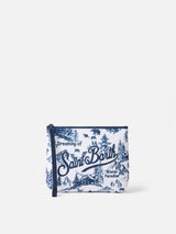 Wollpochette Aline mit Toile de Jouy-Print