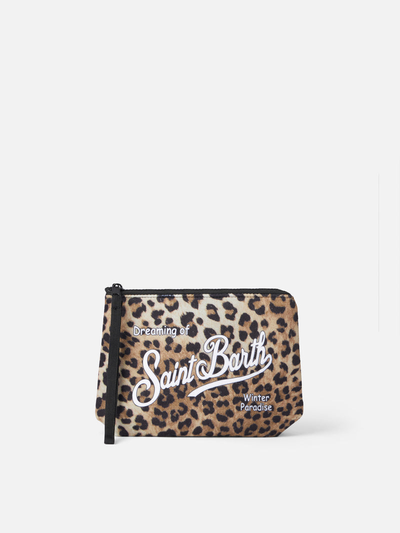 Wollige Pochette Aline mit Animalier-Print