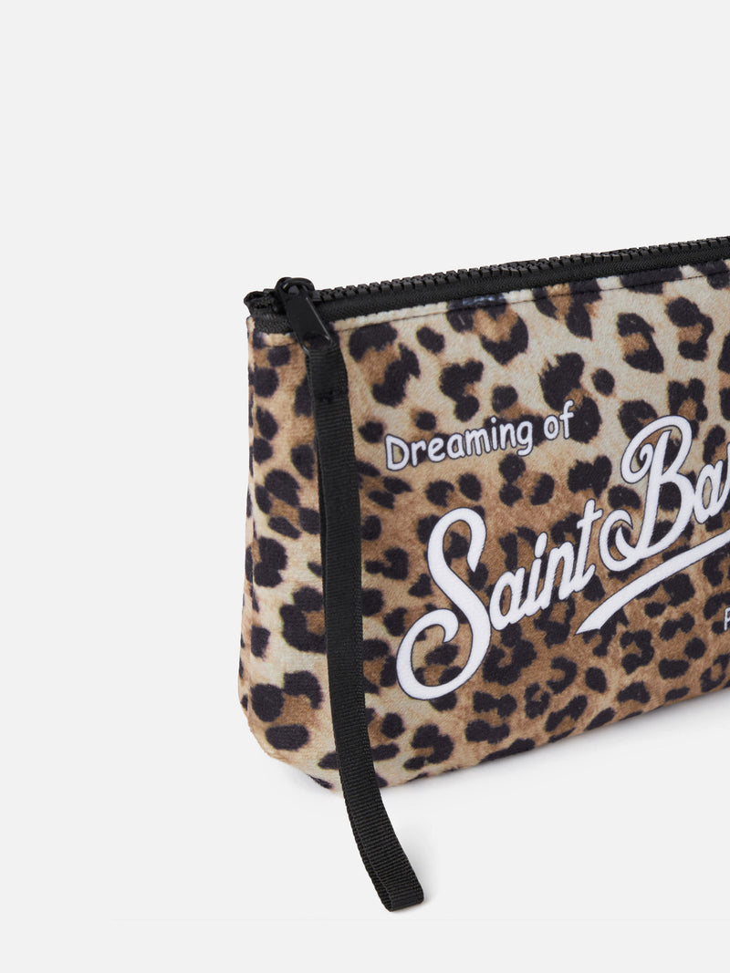 Wollige Pochette Aline mit Animalier-Print