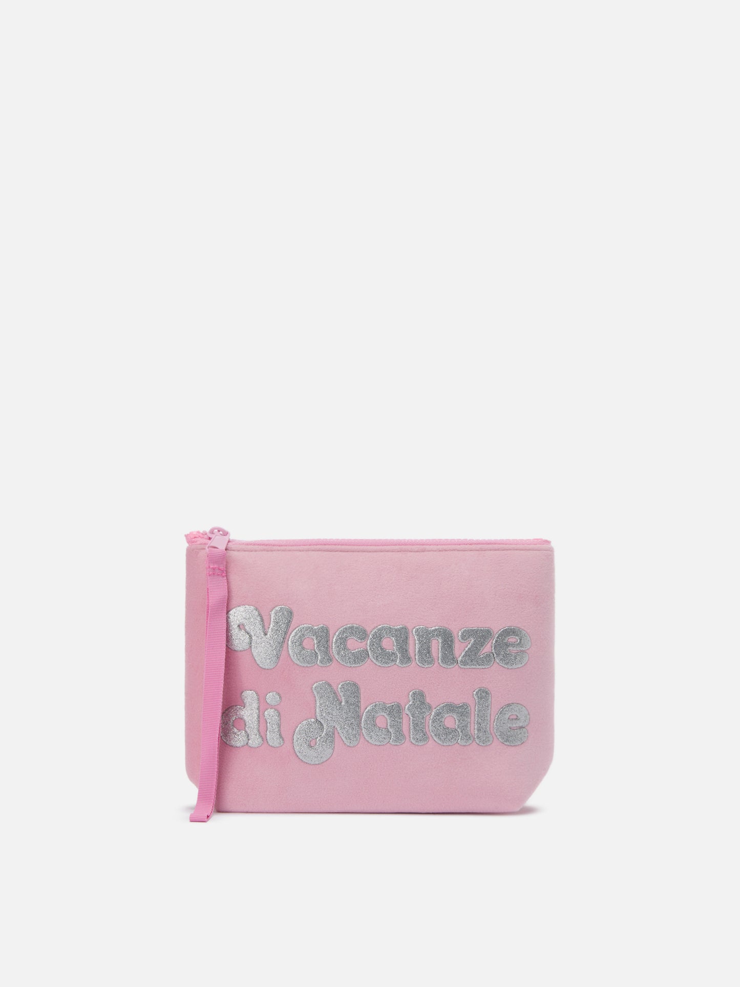 Pochette Aline effetto lana rosa con stampa Vacanze di Natale | VACANZE DI NATALE SPECIAL EDITION