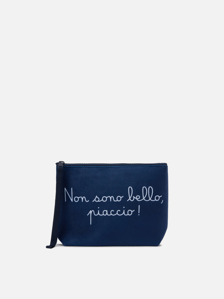 Pochette in lana Aline con stampa Non sono bello, piaccio! | VACANZE DI NATALE EDIZIONE SPECIALE