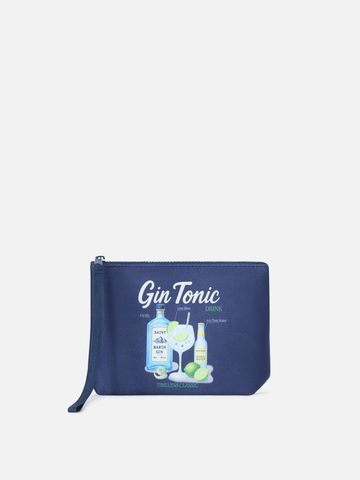 Navy blue Aline pochette with Gin Tonic print