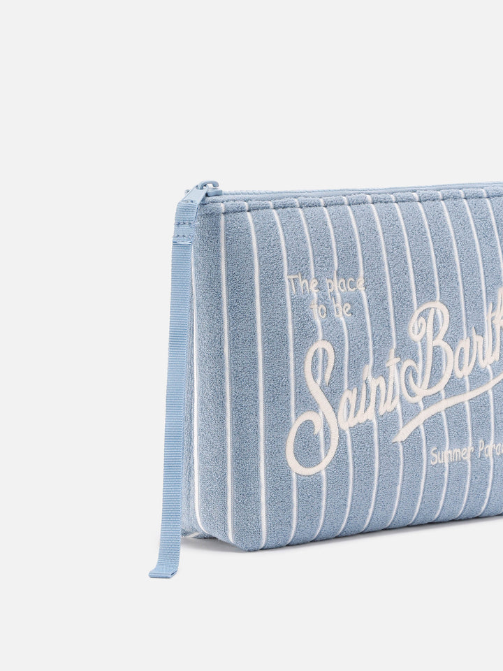 Aline terry-effect pouch with striped embossed pattern