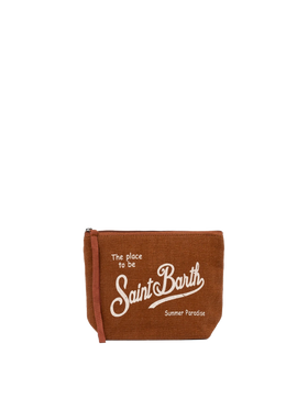 Aline brown linen pochette