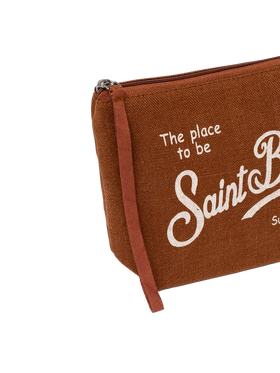 Aline brown linen pochette