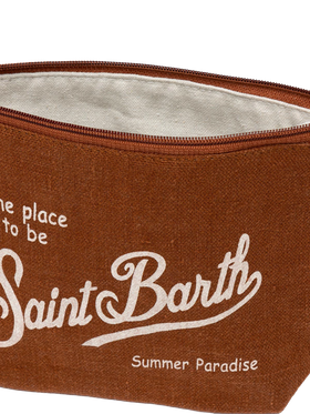 Aline brown linen pochette