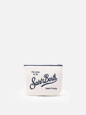 Pochette Aline in lino bianco panna