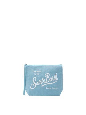 Pochette Aline in lino azzurro