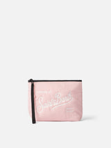 Pochette imbottita rosa Aline con ricamo logo