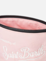 Pochette imbottita rosa Aline con ricamo logo