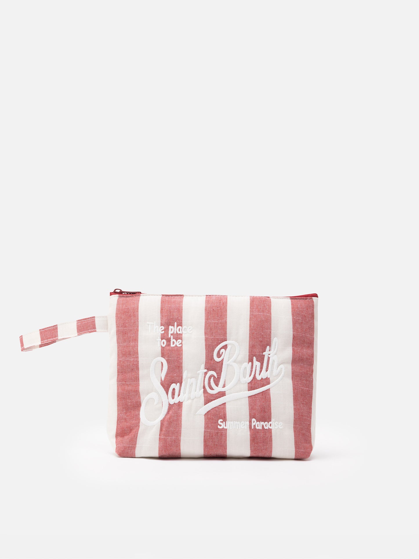 Aline Soft L Pochette aus Baumwollleinen mit Streifenprint