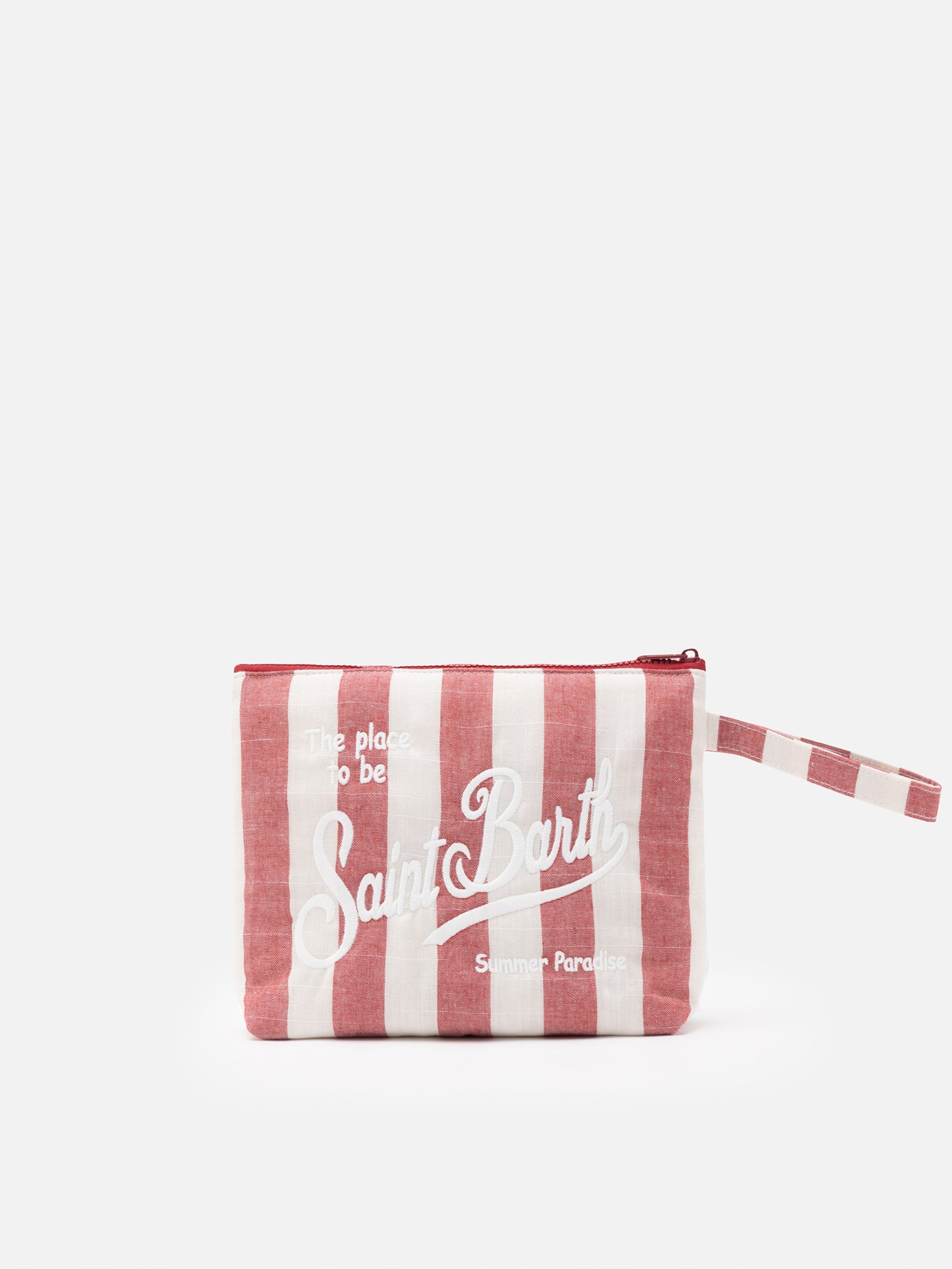 Aline Soft L Pochette aus Baumwollleinen mit Streifenprint