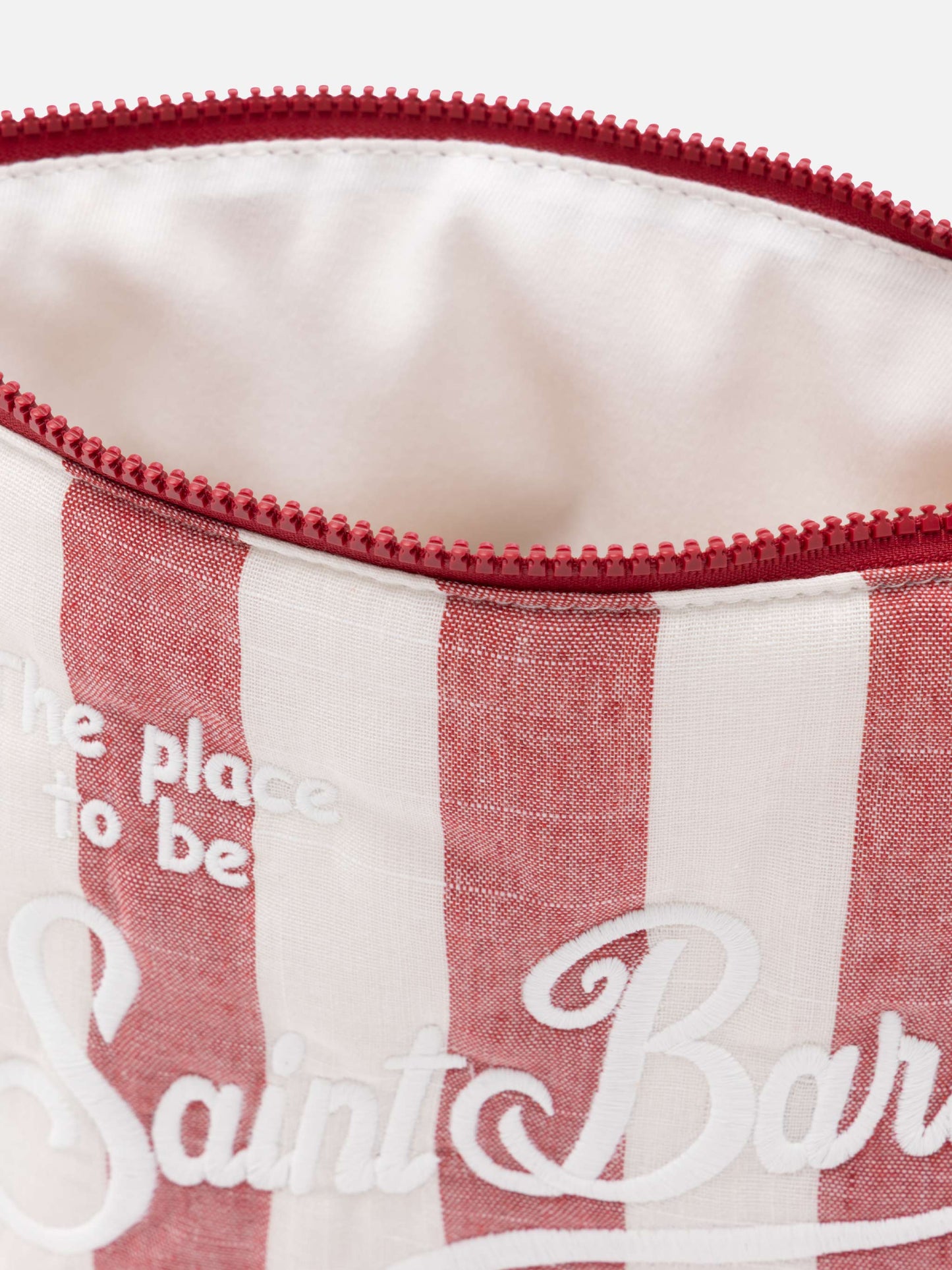 Aline Soft L Pochette aus Baumwollleinen mit Streifenprint