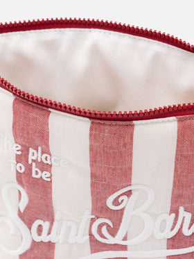 Aline Soft L Pochette aus Baumwollleinen mit Streifenprint
