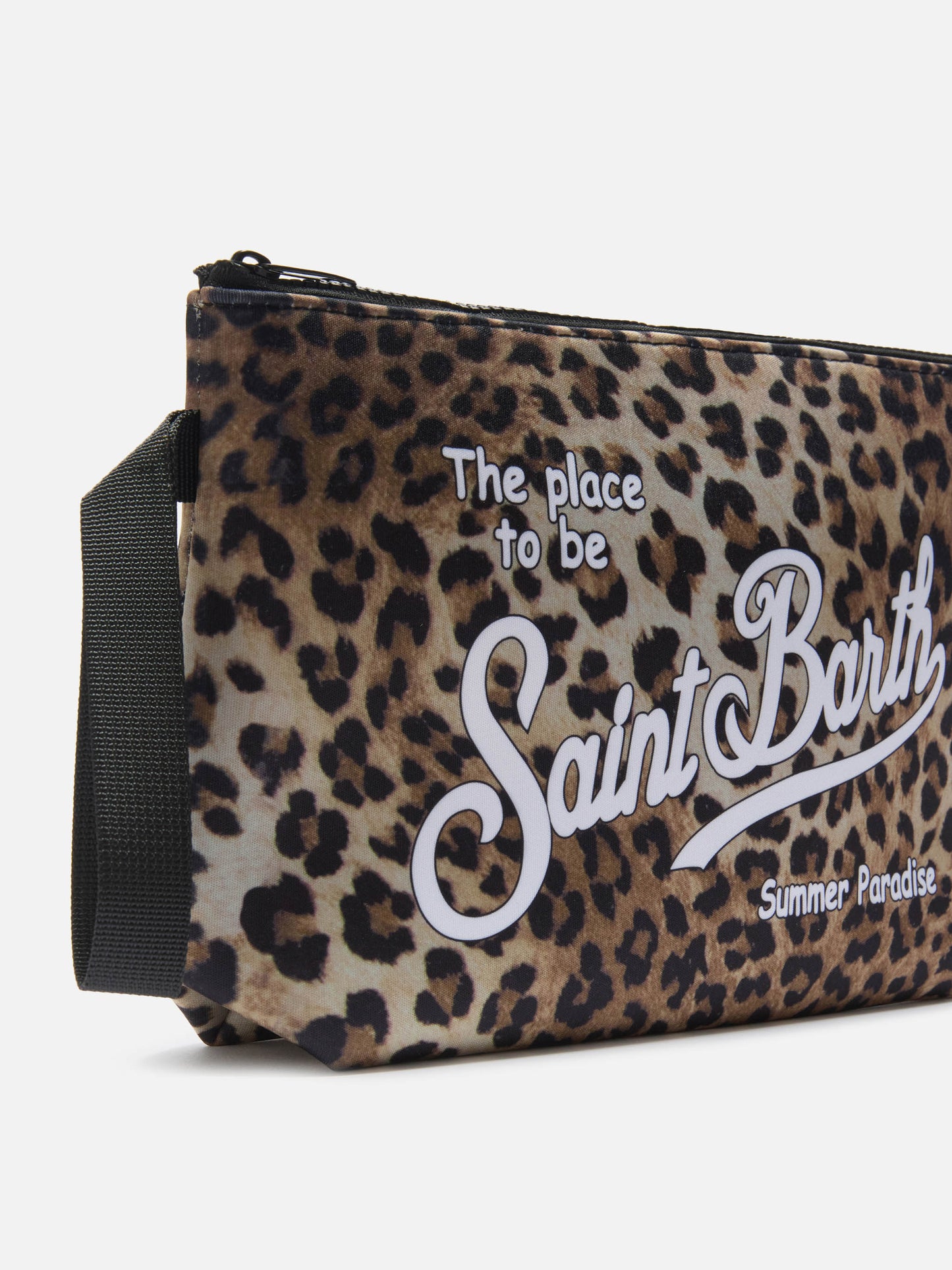 Aline leopard print scuba pouch