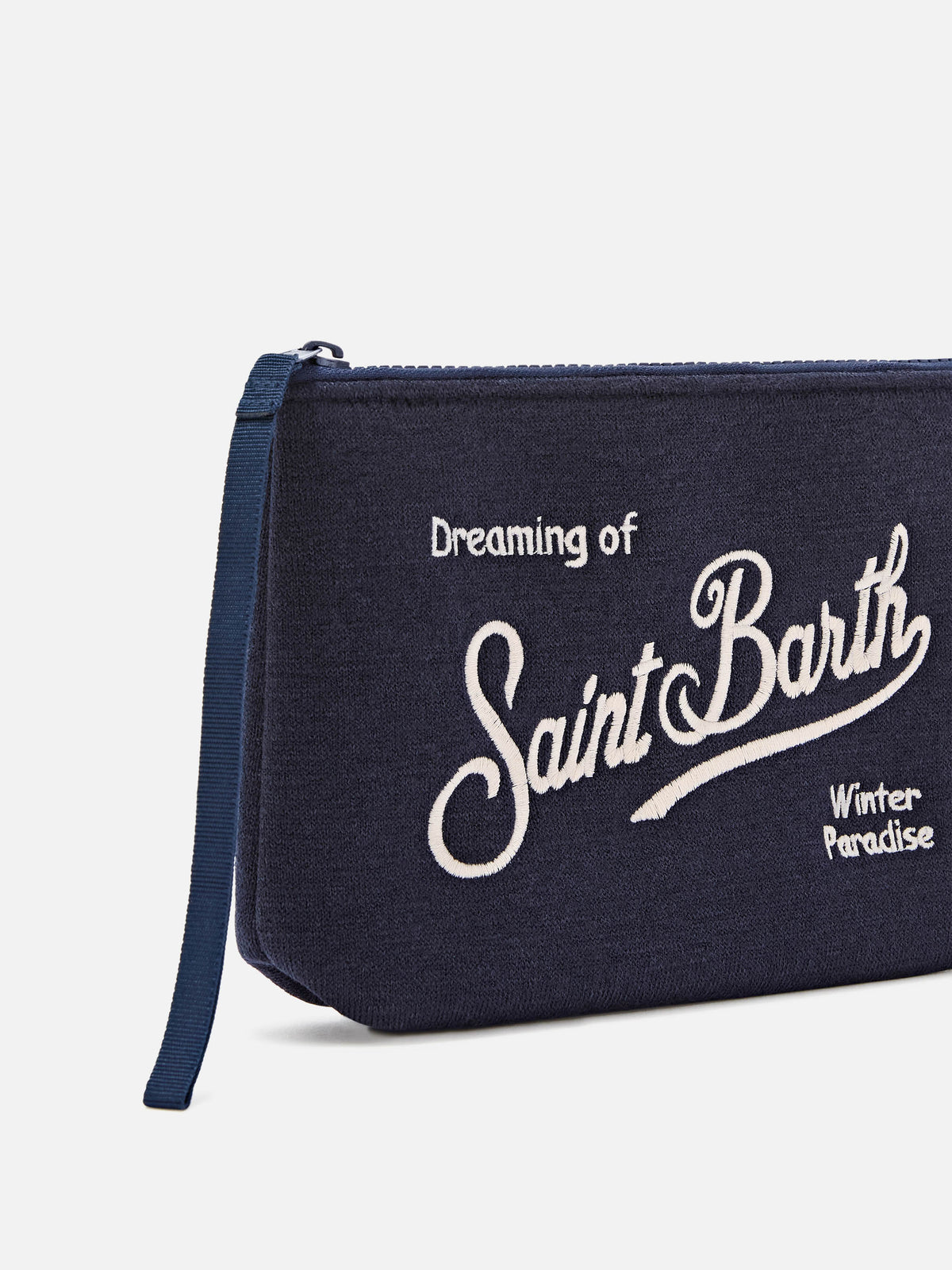 blue Aline in misto lana blu navy pochette con ricamo del logo 