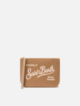 Aline Felt Pouch in camel wool blend