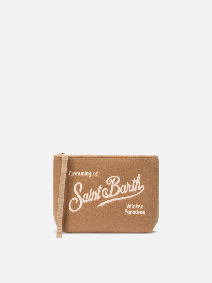 Aline Felt Pouch in camel wool blend