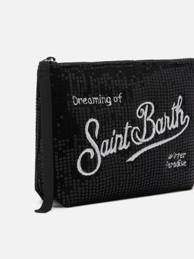 Aline Velvet Pouch with black sequins