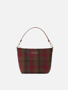 Sac porté épaule Aline à motif tartan et anses en cuir 