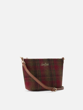 Sac porté épaule Aline à motif tartan et anses en cuir 