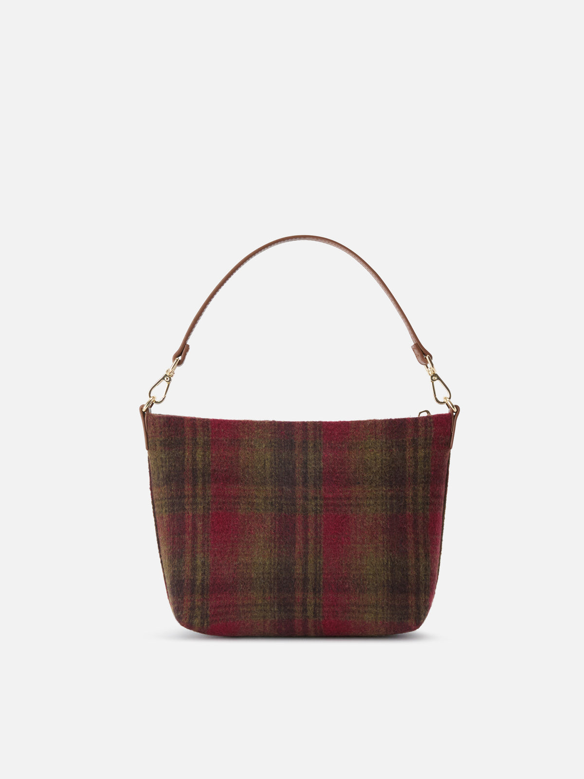 Sac porté épaule Aline à motif tartan et anses en cuir 