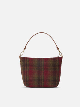 Sac porté épaule Aline à motif tartan et anses en cuir 