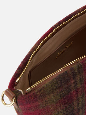 Sac porté épaule Aline à motif tartan et anses en cuir 