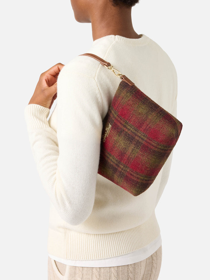 Aline shoulder bag with tartan pattern and leather handles