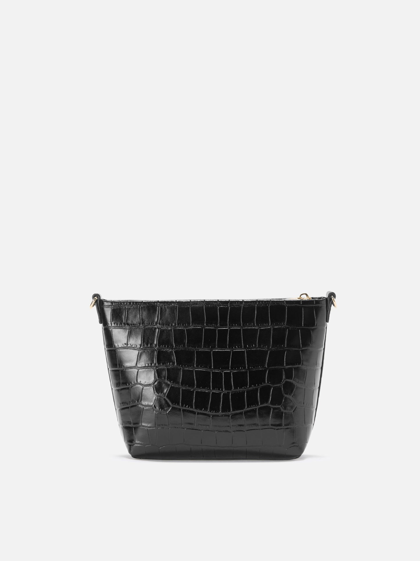 Borsa a spalla Aline Bag in pelle stampa cocco nera