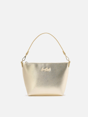 Borsa a spalla Aline Bag in pelle laminata oro