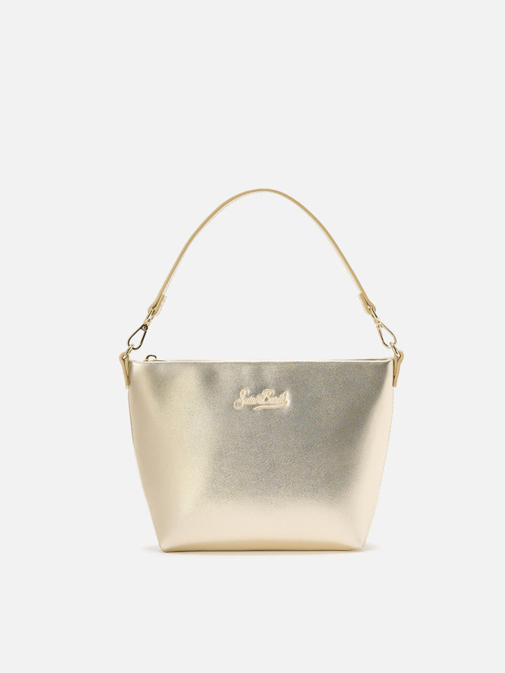 Borsa a spalla Aline Bag in pelle laminata oro