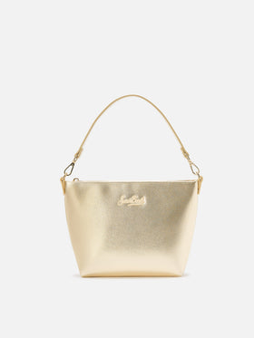 Aline Shoulder Bag in gold laminated leather